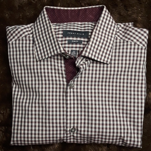 Mens Perry Ellis "Slim Fit" Plaid Shirt Sz M - Picture 3 of 3